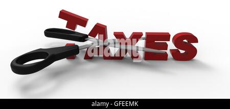 3D Steuern zu senken, in der Mitte mit einem sccisors Stockfoto