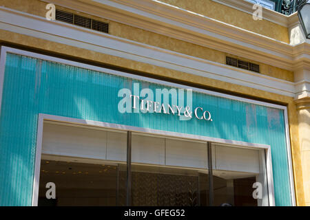 Las Vegas - ca. Juli 2016: Tiffany & Co. Einkaufszentrum Lage. Tiffany ist ein Luxus-Schmuck und Fachhändler ich Stockfoto