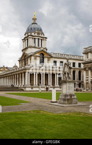 Die ehemalige Royal Naval College Greenwich, früher Greenwich Hospital und jetzt Teile davon dienen als Bildungseinrichtung Stockfoto