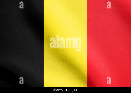 Flagge von Belgien winken in den Wind mit detaillierten Stoff. Belgische Nationalflagge. Stockfoto