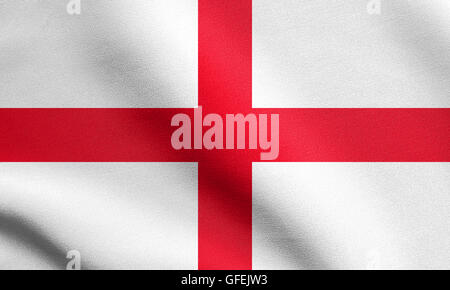 Flagge von England, Kreuz des St. Georg, winken in den Wind mit detaillierten Stoff. Englische Nationalflagge. Stockfoto