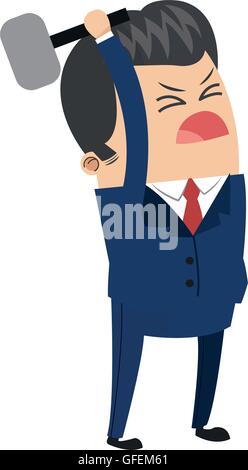 niedliche Geschäftsmann hält Hammer-Symbol Stock Vektor