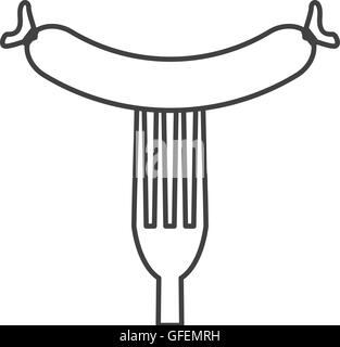 Gabel mit Wurst-Symbol Stock Vektor