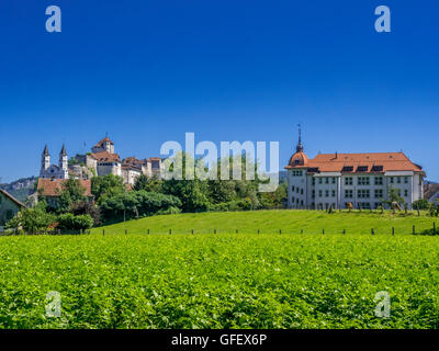 Blick auf die Festung Aarburg, Kanton Aargau, Schweiz, Europa Stockfoto