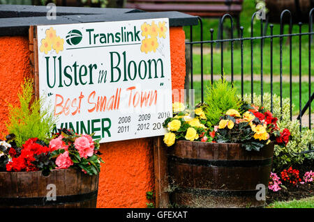 Ballymena, Nordirland. Melden Sie 7. August 2014 - an, Ahoghill Dorf, das Ulster in Bloom "Best Small Town" für sechs Jahre in Folge gewonnen hat. Stockfoto