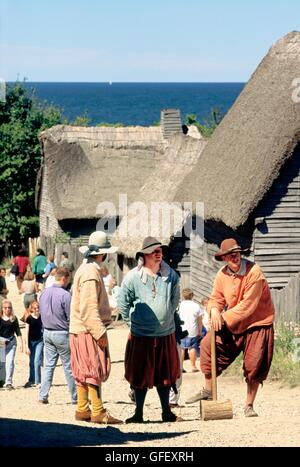 Plimouth Plantage. Rekonstruktion der Pilgerväter frühe englische Besiedlung. Plymouth, Massachusetts, Neuengland, USA Stockfoto
