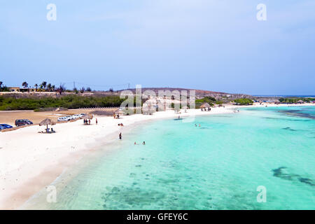 Luftaufnahmen von Baby Beach auf der Insel Aruba in der Karibik Stockfoto