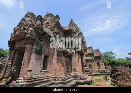 Prasat Hin Phanom Rung, Phanom Rung oder vollständigen Namen, Prasat Hin Phanom Rung, wird ein Khmer-Tempel-Komplex auf dem Rand einer ausgestorbenen festgelegt. Stockfoto