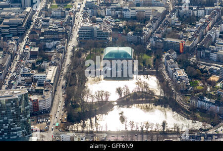 Luftaufnahme, K21, Stände Haus Schwanenspiegel Kaiser Teich, Ständehaus Schwanenspiegel Kaiserteich, Düsseldorf, Rheinland, Stockfoto