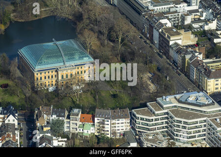 Luftaufnahme, K21, Stände Haus Schwanenspiegel Kaiser Teich, Ständehaus Schwanenspiegel Kaiserteich, Düsseldorf, Rheinland, Stockfoto