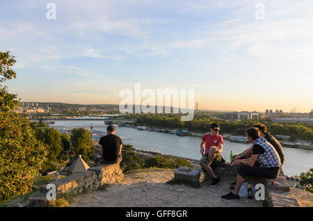 Beograd, Belgrad: Festung, Kalemegdan Park, mit Blick auf den Fluss Sava, Serbien, Stockfoto