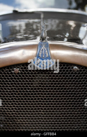 Heizkörper-Abzeichen auf der 1930er Jahre BSA drei Rädern leichtes Auto Stockfoto
