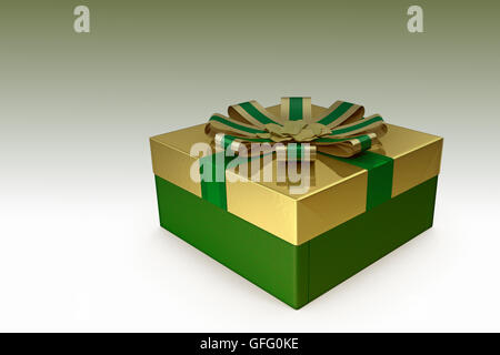 3D Illustration: schön gestaltet und dekoriert mit Band Box Geschenk für Weihnachten, Jubiläum, Geburtstag. Stockfoto