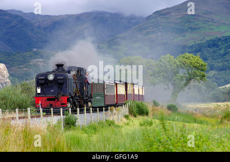 Garrett Dampflokomotive auf der Welsh Highland Railway Stockfoto