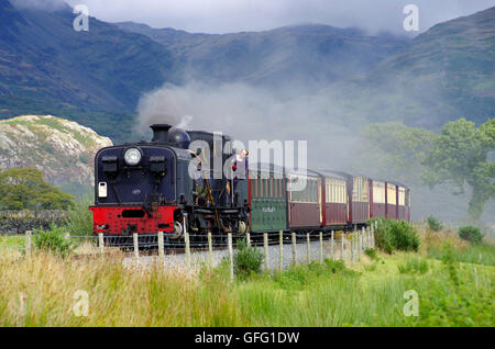 Garrett Dampflokomotive auf der Welsh Highland Railway Stockfoto