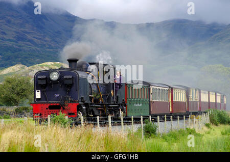 Garrett Dampflokomotive auf der Welsh Highland Railway Stockfoto