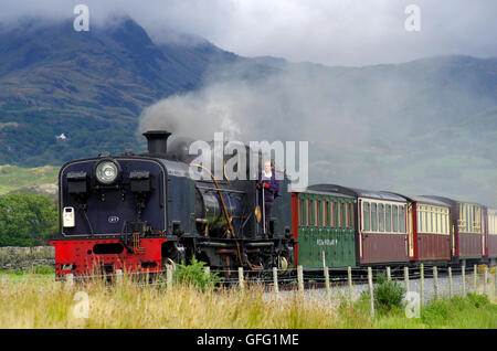 Garrett Dampflokomotive auf der Welsh Highland Railway Stockfoto