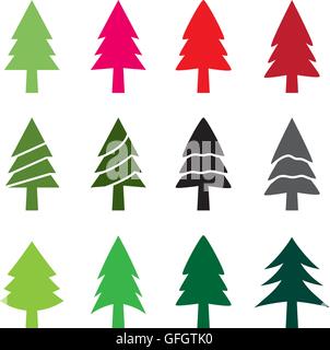 Der Weihnachtsbaum im Silhouette Stil gesetzt, Vektor Stock Vektor