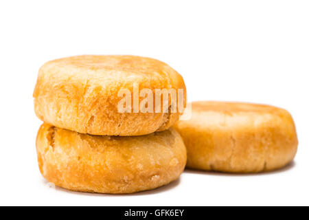 Pie mit Rousong. Rousong, auch als Fleisch-Wolle, Fleisch Zahnseide, Schweinefleisch Zahnseide, seidig Schweinefleisch Schweinefleisch gesungen oder Yuk gesungen, ist ein getrocknetes Fleisch-pr Stockfoto