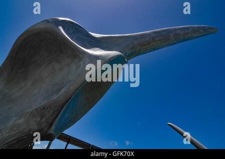 Tribut Skulptur an der Wal Fischer im Bluewater Quay, Downtown Mackay, Queensland, Australien Stockfoto