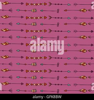 Nahtlose Muster mit Pfeilen auf violettem Hintergrund. Stock Vektor