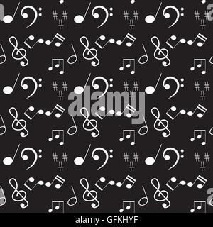 Nahtlose Muster mit Noten und Zeichen. Hintergrund endlos mit musikalische Note. Vektor-illustration Stockfoto