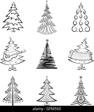 Weihnachtsbäume, set Stock Vektor