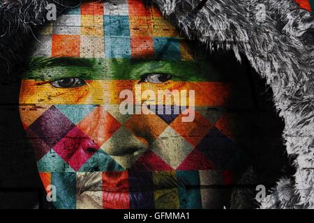 Rio De Janeiro, 30. Juli 2016. "Ethnien" Graffiti Wall von Eduardo Kobra, am Tag der Einweihung. Bildnachweis: Maria Adelaide Silva/Alamy Live-Nachrichten Stockfoto