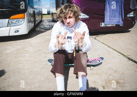 30. Juli 2016 - Ratboy backstage bei YNOT Festival, Matlock, UK, 2016 © Myles Wright/ZUMA Draht/Alamy Live News Stockfoto