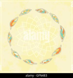Hintergrund mit tribal Feder Kreis Stock Vektor