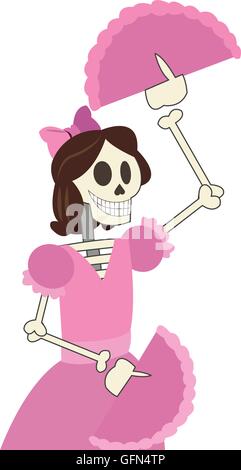 Tanzendes Skelett Frau Symbol Stock Vektor