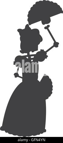 Skeleton Frauen tanzen Symbol-silhouette Stock Vektor
