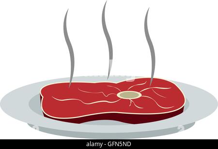 Rindersteak auf Platte Symbol Stock Vektor