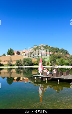 Riegersburg: See, Stadt, Burg Riegersburg, Österreich, Steiermark, Steiermark, Steirisches Thermenland - Oststeiermark Stockfoto