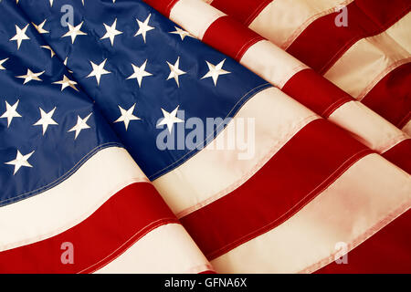 Nahaufnahme der wellige amerikanische Flagge Stockfoto