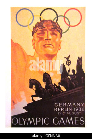 Historisches Plakat für den Deutschen Olympischen Spielen 1936 in Berlin Deutschland Stockfoto