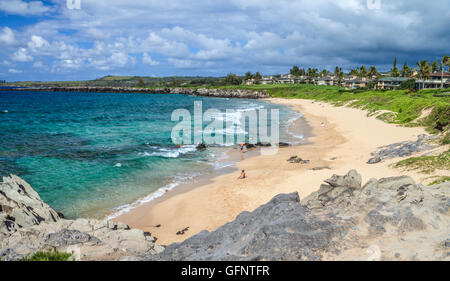 Oneloa Strand in Kapalua, die durch Kapalua Coastal Trail erreicht werden kann Stockfoto