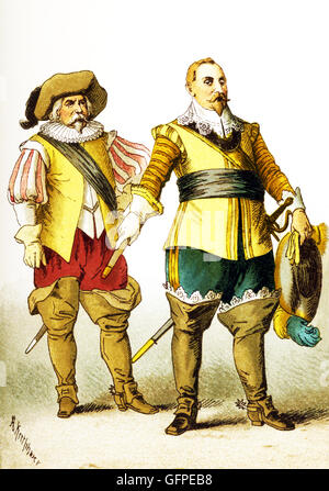 Sind die Zahlen hier vertreten, von links nach rechts: ein Schwede und schwedischen König Gustavus Adolphus (gestorben 1632). Die Abbildung stammt bis 1882. Stockfoto