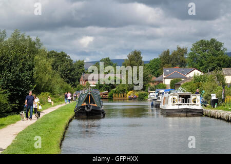 Lancaster Canal von Owd Nells Pub am Bilsborrow in der Nähe von Preston Stockfoto