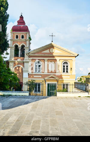 Der griechische Name der Kirche der Jungfrau Maria ist Mandrakina, Korfu, Griechenland Stockfoto