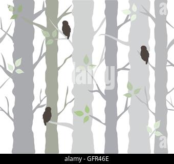 Vektor-Illustration der Baum Hintergrund mit Eulen Stock Vektor
