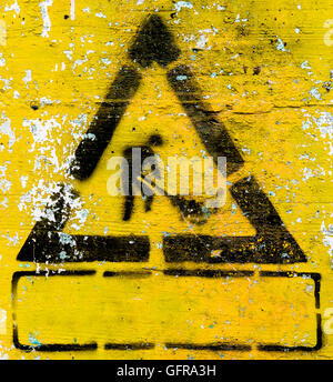 Unter Symbole Grunge Baustil mit gelbem Hintergrund. Es kann verwendet werden, wie ein Poster, Tapete, design T-shirts. Stockfoto
