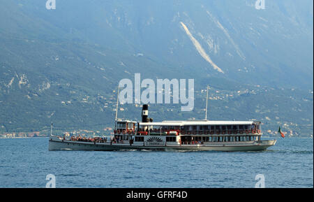 Paddel-Dampfer "Giuseppe Zanardelli" am Gardasee, Italien. Stockfoto