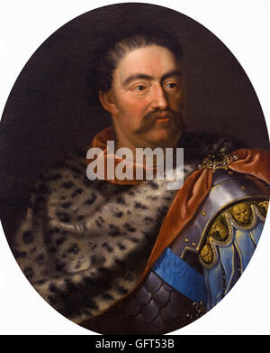 Jan Tricius (zugeschrieben) - Portrait von Jan III Sobieski in ein Leopardenfell Stockfoto