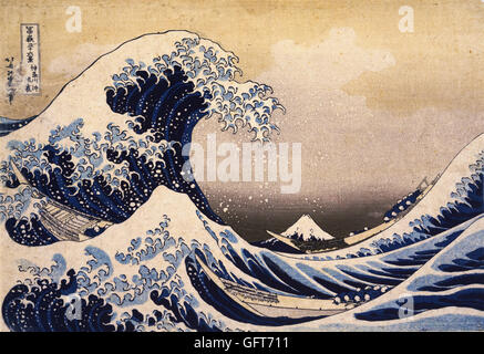 Katsushika Hokusai - 36 Ansichten des Berges Fuji-die große Welle vor der Küste von Kanagawa Stockfoto