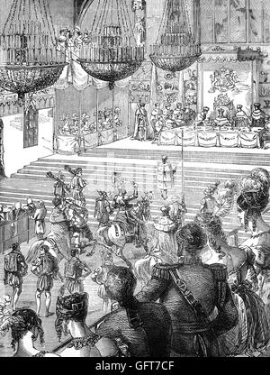 Die Champions Challenge bei der das Bankett der 1821 nach Krönung von George IV statt, in der Westminster Hall. Stockfoto
