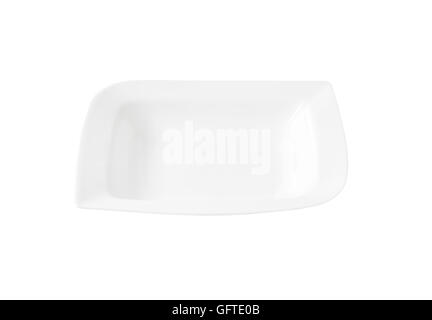 Weißen tief wellenförmigen quadratische Porzellanteller Stockfoto