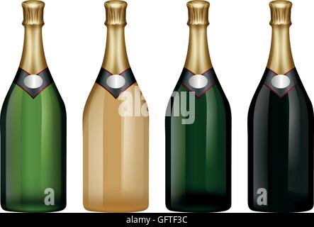 Sektflasche in vielen Farben Abbildung Stock Vektor