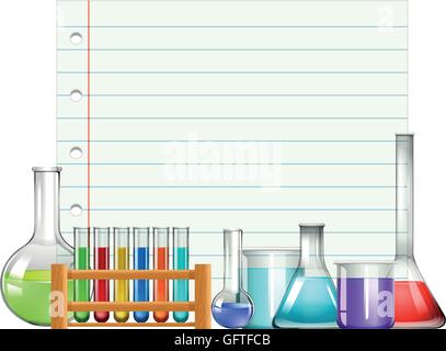 Papier-Design mit Becher und Testtubes Darstellung Stock Vektor