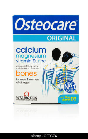 Osteoporose-Tabletten - Calcium, Magnesium, Vitamin D und Zink Stockfoto